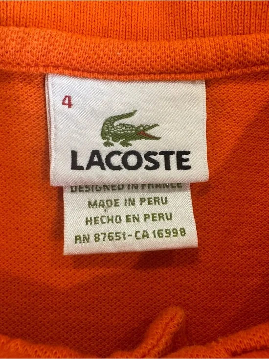 🧡 Lacoste Orange Polo Shirt – Size 4 (Made in France) 🧡 - Picture 2 of 8